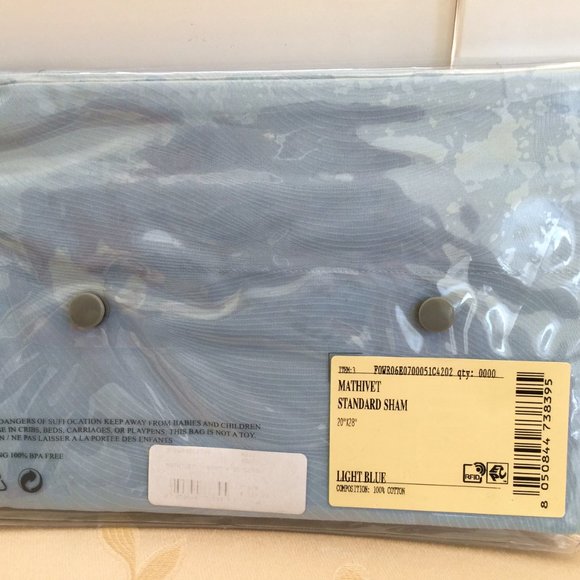 FRETTE Standard SHAM 1x Mathivet Light BLUE 20"x28" 100% Cotton Portugal NEW - Picture 3 of 8